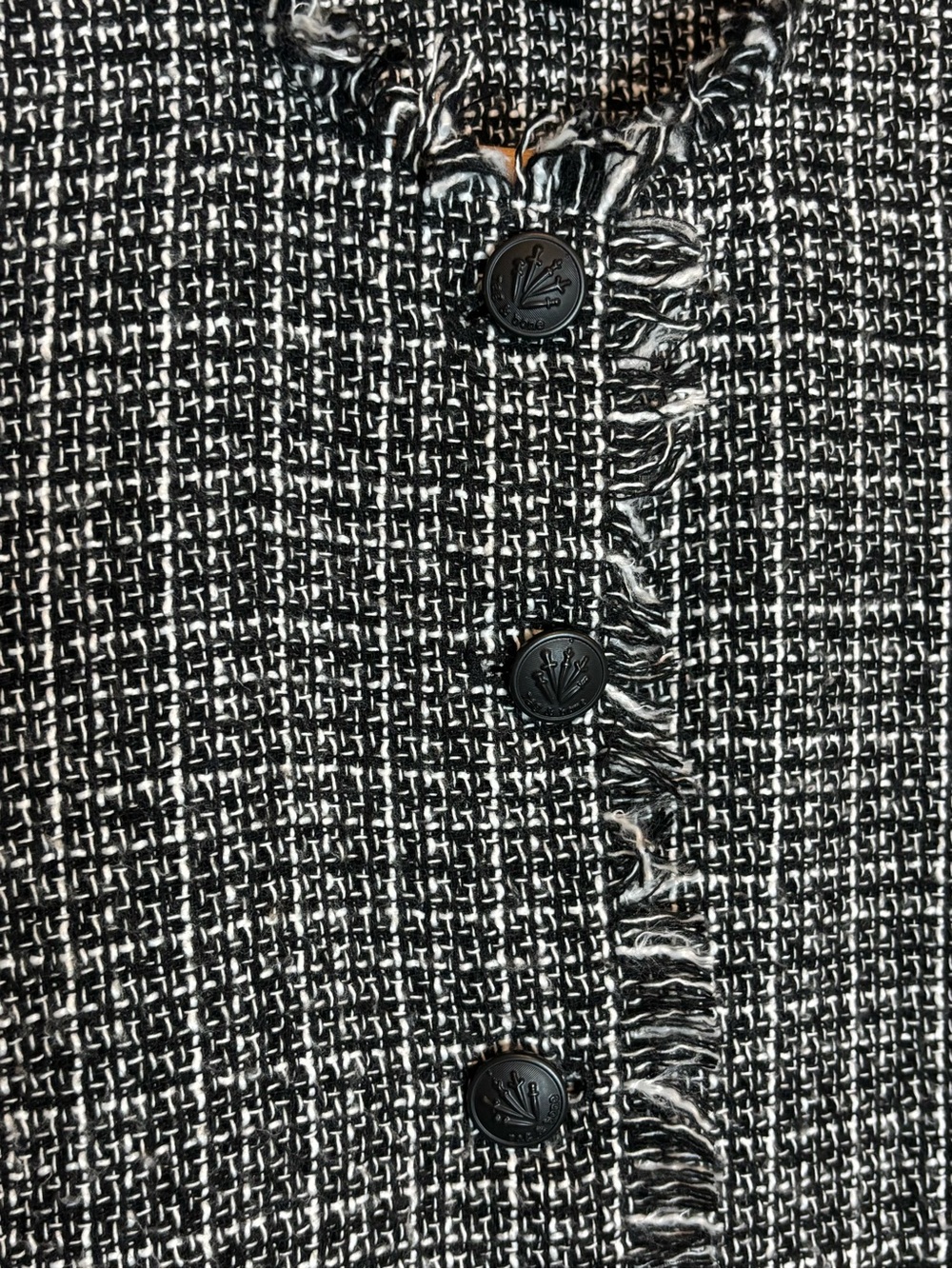Rag & Bone Carmen Black White Tweed Fringe Crop Blazer Jacket 4 - Picture 3 of 8